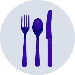 blue plastic cutlery