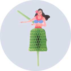 hula girl luau straws
