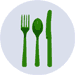 green plastic cutlery