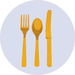 Yellow plastic cutlery